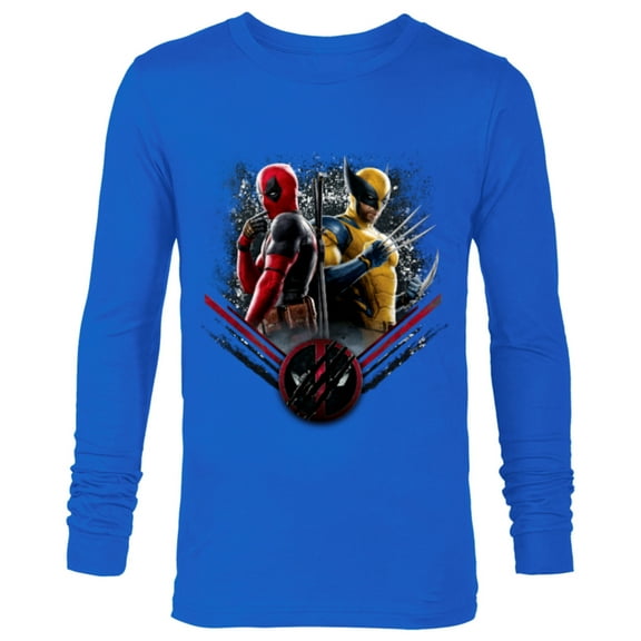 Marvel Studios Deadpool & Wolverine Side-by-Side Claw Icon - Long Sleeve T-Shirt for Men - Customized-Navy