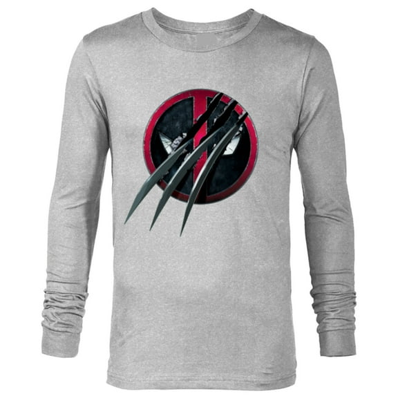 Marvel Studios Deadpool & Wolverine Slashed Icon with Claws- Long Sleeve T-Shirt for Men - Customized-Athletic Heather