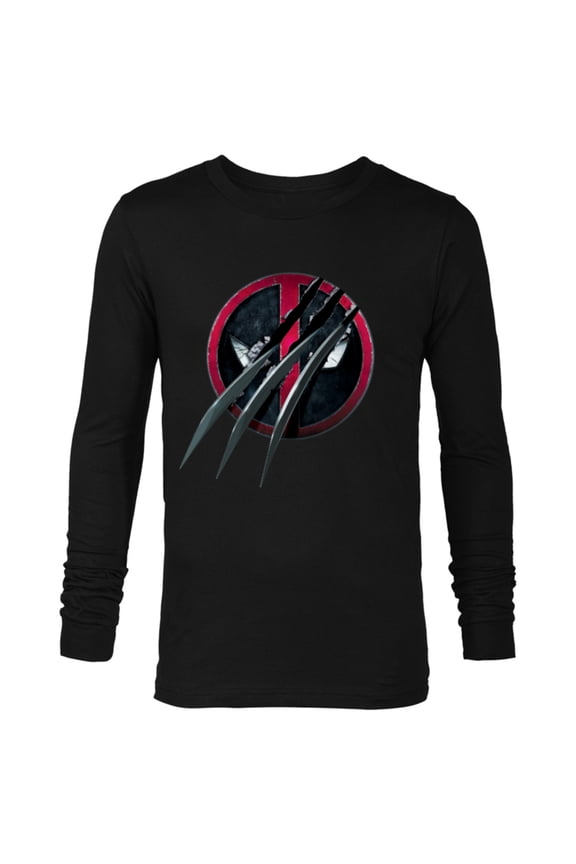 Studios Deadpool & Wolverine Slashed Icon with Claws- Long Sleeve T-Shirt for Men - Customized-Black