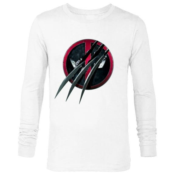 Marvel Studios Deadpool & Wolverine Slashed Icon with Claws- Long Sleeve T-Shirt for Men - Customized-White