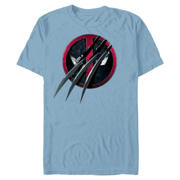 Marvel Studios Deadpool & Wolverine Slashed Icon with Claws- Short Sleeve Blended T-Shirt for Adults - Customized-Ocean Blue