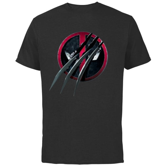 Marvel Studios Deadpool & Wolverine Slashed Icon with Claws- Short Sleeve Cotton T-Shirt for Adults - Customized-Black