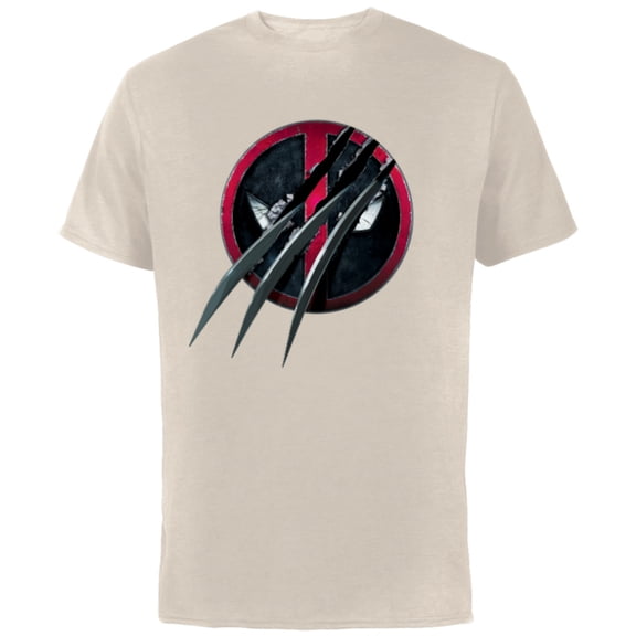 Marvel Studios Deadpool & Wolverine Slashed Icon with Claws- Short Sleeve Cotton T-Shirt for Adults - Customized-Natural