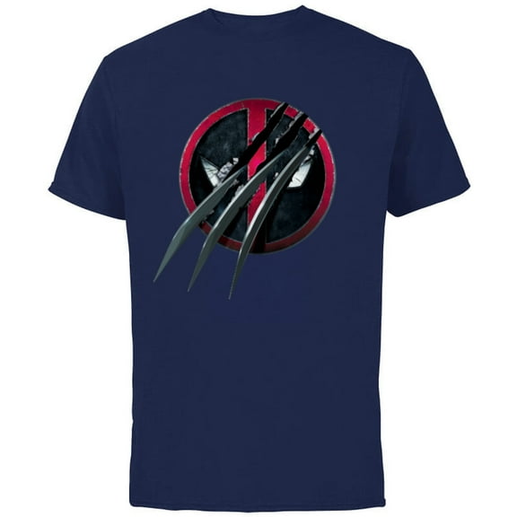 Marvel Studios Deadpool & Wolverine Slashed Icon with Claws- Short Sleeve Cotton T-Shirt for Adults - Customized-Navy