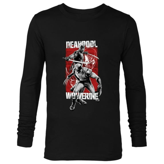 Marvel Studios Deadpool & Wolverine in Black White Red Movie - Long Sleeve T-Shirt for Men - Customized-Black
