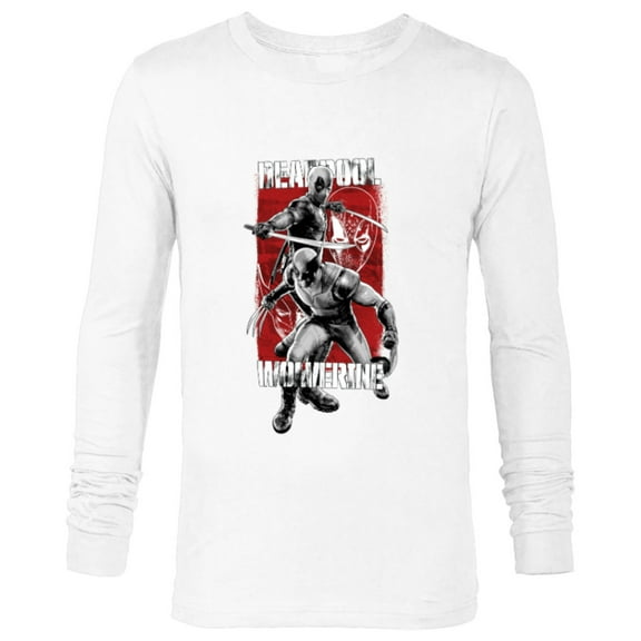 Marvel Studios Deadpool & Wolverine in Black White Red Movie - Long Sleeve T-Shirt for Men - Customized-White