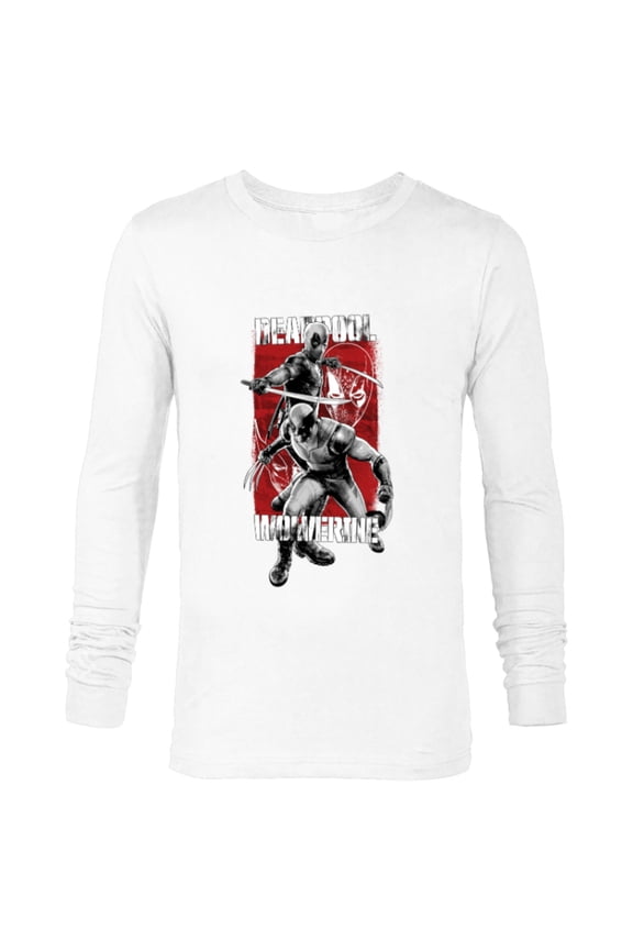 Studios Deadpool & Wolverine in Black White Red Movie - Long Sleeve T-Shirt for Men - Customized-White