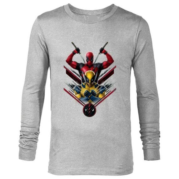 Marvel Studios Deadpool & Wolverine with Claw-Slashed Logo - Long Sleeve T-Shirt for Men - Customized-Athletic Heather
