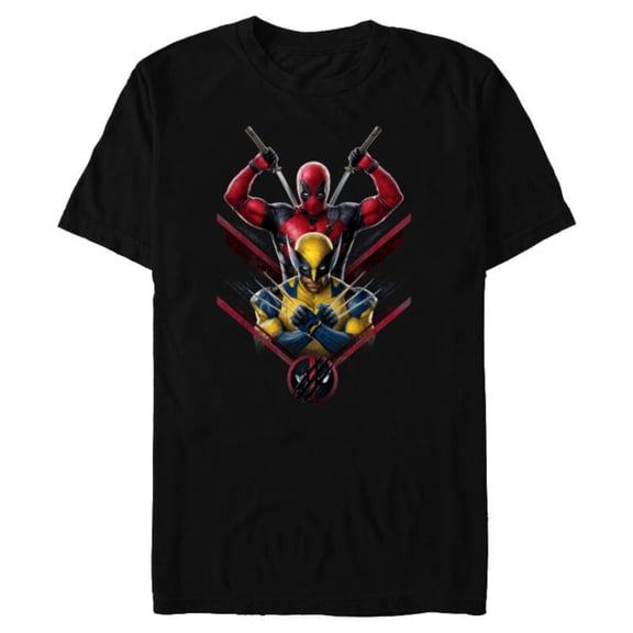 Marvel Studios Deadpool & Wolverine with Claw-Slashed Logo - Short Sleeve Blended T-Shirt for Adults - Customized-Black