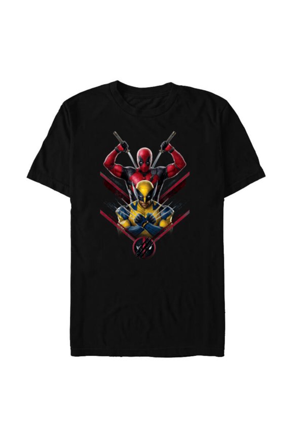 Studios Deadpool & Wolverine with Claw-Slashed Logo - Short Sleeve Blended T-Shirt for Adults - Customized-Black
