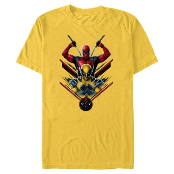 Marvel Studios Deadpool & Wolverine with Claw-Slashed Logo - Short Sleeve Blended T-Shirt for Adults - Customized-Yellow