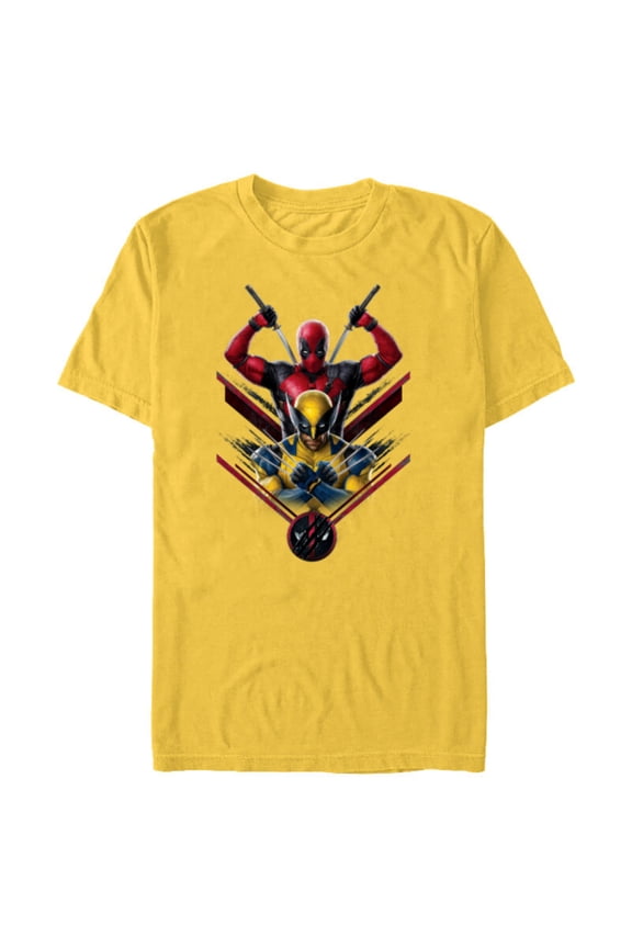 Studios Deadpool & Wolverine with Claw-Slashed Logo - Short Sleeve Blended T-Shirt for Adults - Customized-Yellow