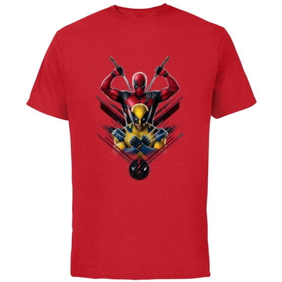 Marvel Studios Deadpool & Wolverine with Claw-Slashed Logo - Short Sleeve Cotton T-Shirt for Adults - Customized-Red