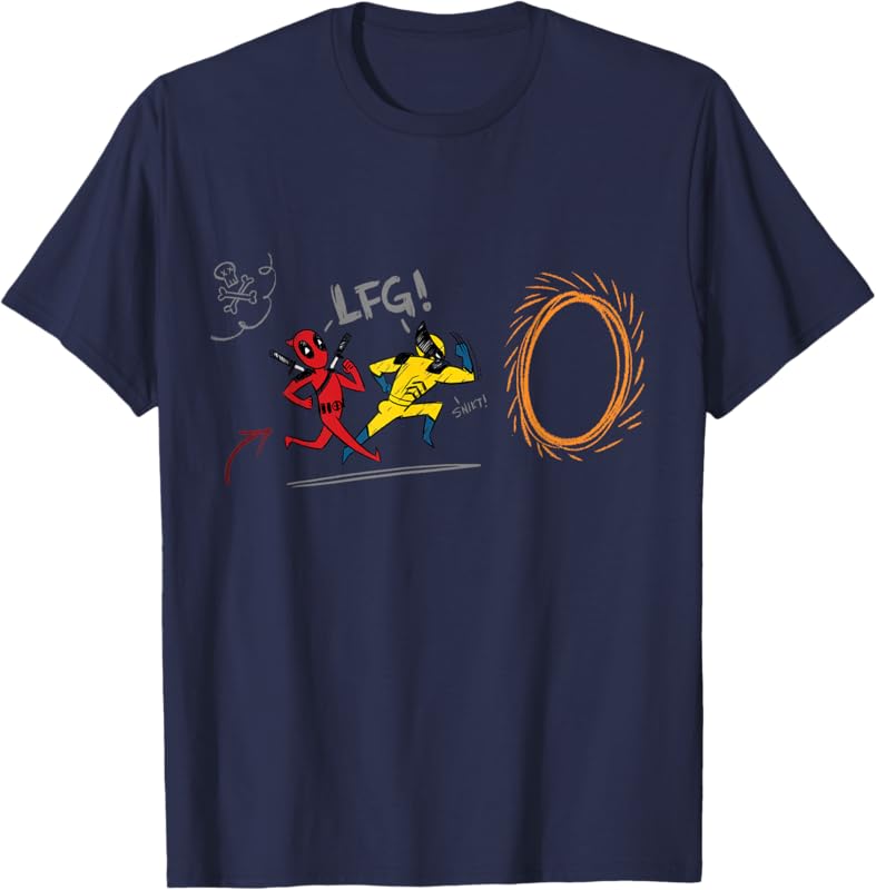 Marvel Studios Deadpool & Wolverine Portal Run Doodle LFG TShirt