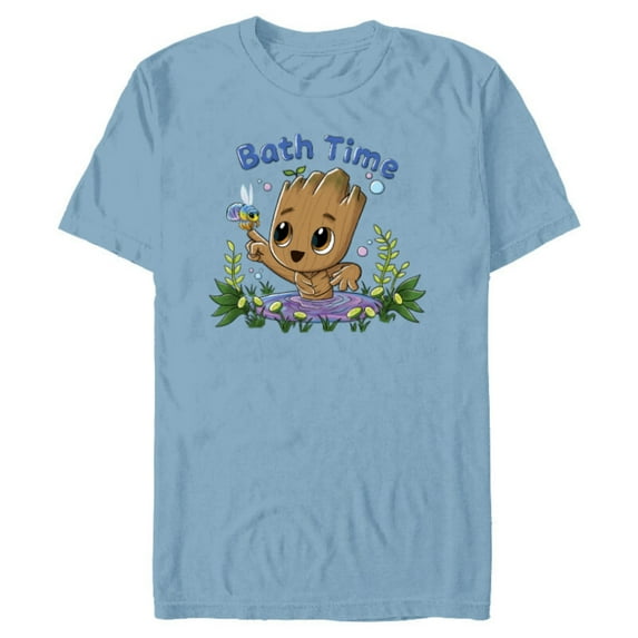 Marvel Studios I Am Groot Bath Time - Short Sleeve Blended T-Shirt for Adults - Customized-Ocean Blue