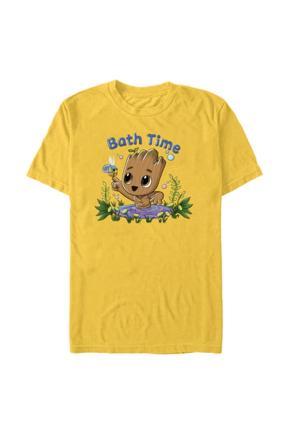 Studios I Am Groot Bath Time - Short Sleeve Blended T-Shirt for Adults - Customized-Yellow