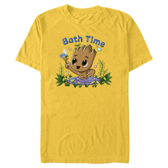 Marvel Studios I Am Groot Bath Time - Short Sleeve Blended T-Shirt for Adults - Customized-Yellow