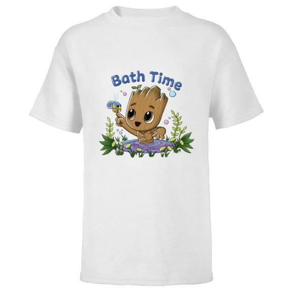 Marvel Studios I Am Groot Bath Time - Short Sleeve T-Shirt for Kids - Customized-White