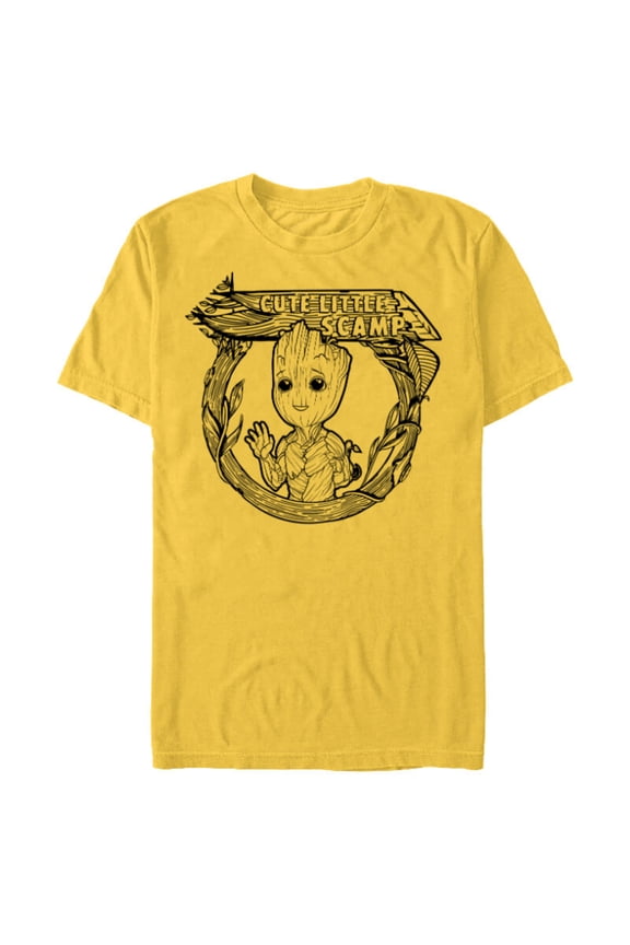 Studios’ I Am Groot Cute Little Scamp - Short Sleeve Blended T-Shirt for Adults - Customized-Yellow
