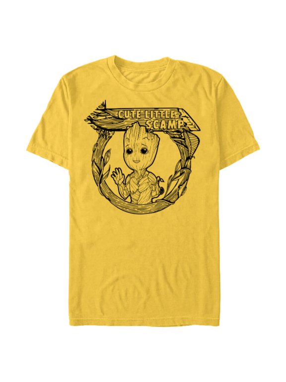 Studios’ I Am Groot Cute Little Scamp - Short Sleeve Blended T-Shirt for Adults - Customized-Yellow