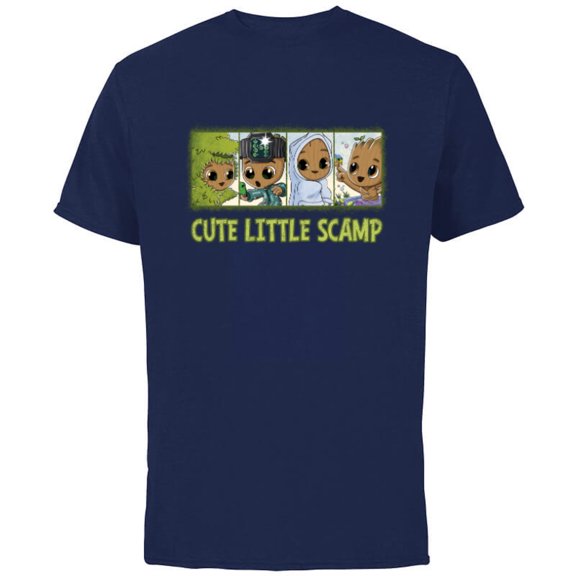 Marvel Studios I Am Groot Cute Little Scamp - Short Sleeve Cotton T-Shirt for Adults - Customized-Navy