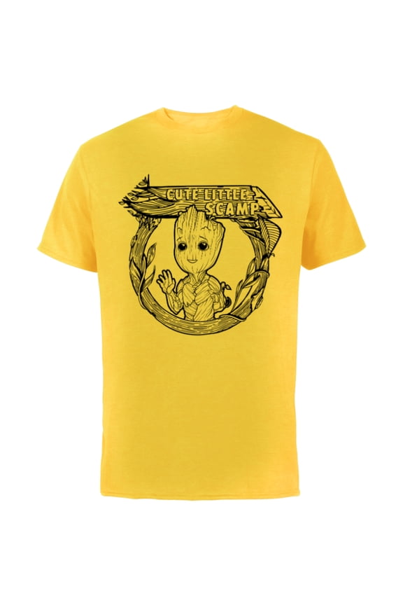 Studios’ I Am Groot Cute Little Scamp - Short Sleeve Cotton T-Shirt for Adults - Customized-Yellow