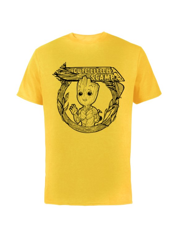 Studios’ I Am Groot Cute Little Scamp - Short Sleeve Cotton T-Shirt for Adults - Customized-Yellow