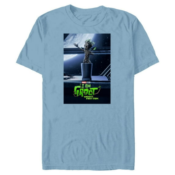 Marvel Studios I Am Groot Groot’s First Steps Episode Poster - Short Sleeve Blended T-Shirt for Adults - Customized-Ocean Blue