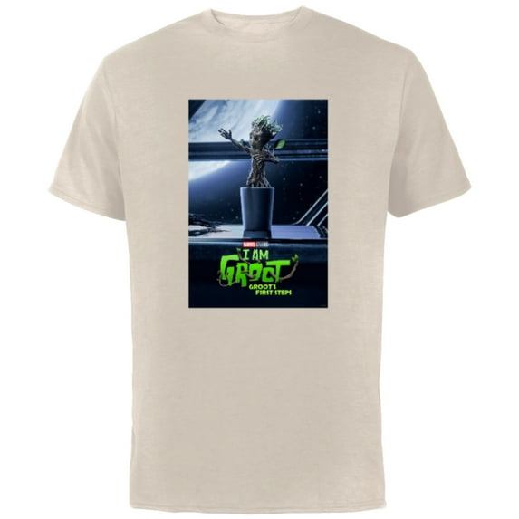 Marvel Studios I Am Groot Groot’s First Steps Episode Poster - Short Sleeve Cotton T-Shirt for Adults - Customized-Natural