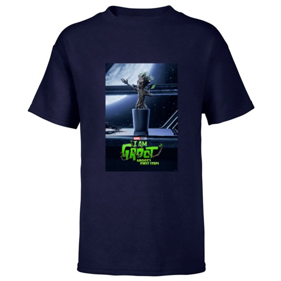 Marvel Studios I Am Groot Groot’s First Steps Episode Poster - Short Sleeve T-Shirt for Kids - Customized-Navy
