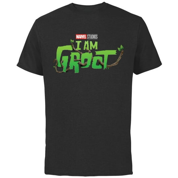 Marvel Studios I Am Groot Logo - Short Sleeve Cotton T-Shirt for Adults - Customized-Black
