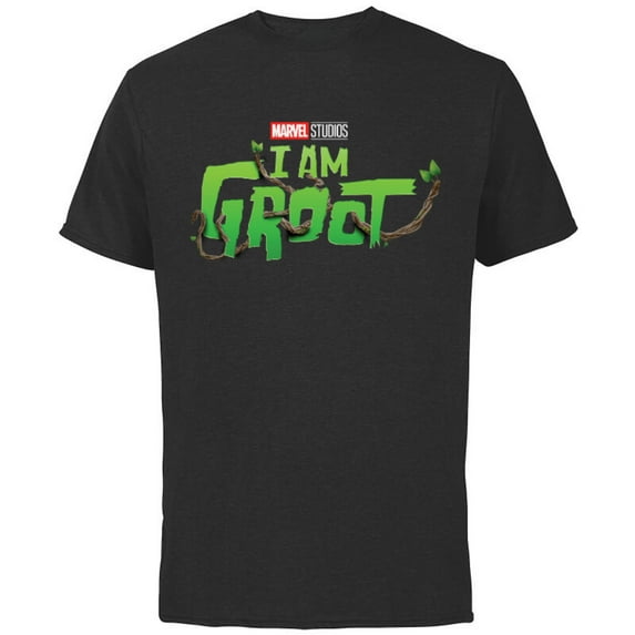 Marvel Studios I Am Groot Logo - Short Sleeve Cotton T-Shirt for Adults - Customized-Black