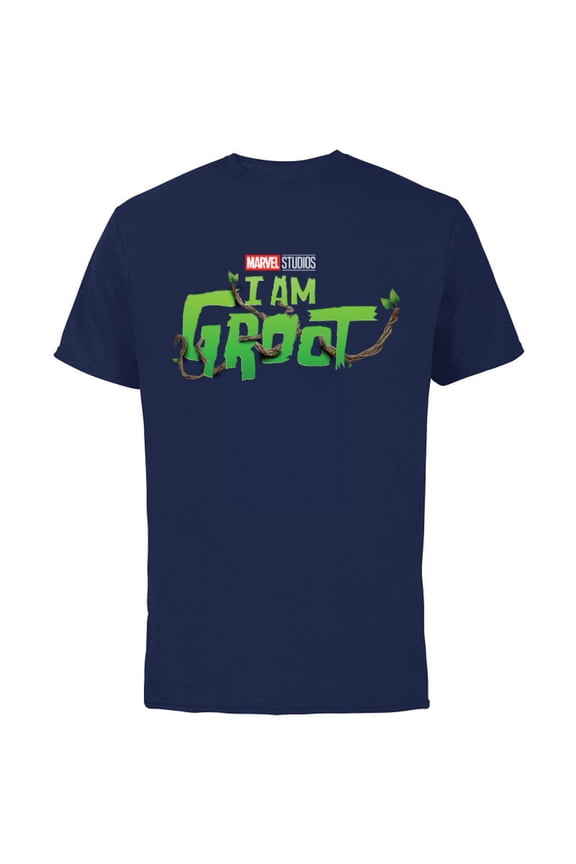 Studios I Am Groot Logo - Short Sleeve Cotton T-Shirt for Adults - Customized-Navy