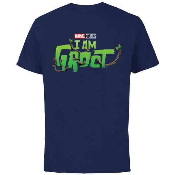 Marvel Studios I Am Groot Logo - Short Sleeve Cotton T-Shirt for Adults - Customized-Navy