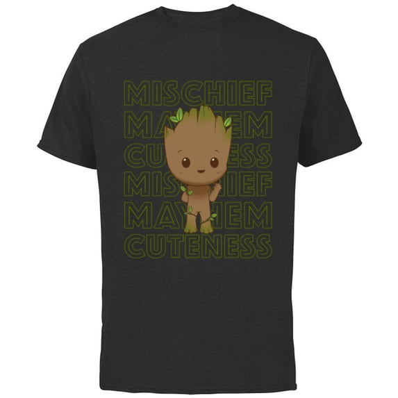 Marvel Studios I Am Groot Mischief Mayhem Cuteness Repeat - Short Sleeve Cotton T-Shirt for Adults - Customized-Black