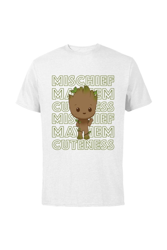 Studios I Am Groot Mischief Mayhem Cuteness Repeat - Short Sleeve Cotton T-Shirt for Adults - Customized-White