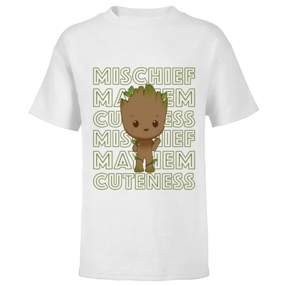 Marvel Studios I Am Groot Mischief Mayhem Cuteness Repeat - Short Sleeve T-Shirt for Kids - Customized-White