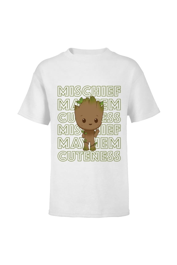 Studios I Am Groot Mischief Mayhem Cuteness Repeat - Short Sleeve T-Shirt for Kids - Customized-White