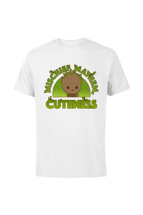 Studios I Am Groot Mischief Mayhem Cuteness - Short Sleeve Cotton T-Shirt for Adults - Customized-White