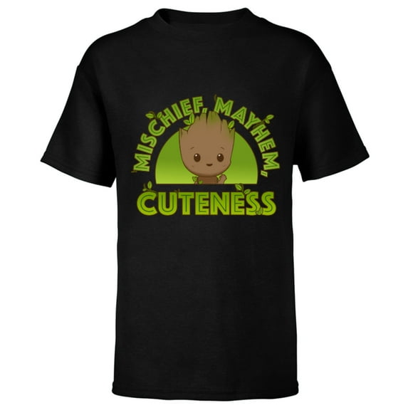 Marvel Studios I Am Groot Mischief Mayhem Cuteness - Short Sleeve T-Shirt for Kids - Customized-Black