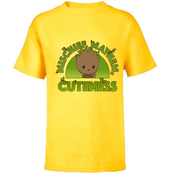 Marvel Studios I Am Groot Mischief Mayhem Cuteness - Short Sleeve T-Shirt for Kids - Customized-Yellow