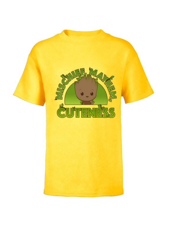 Studios I Am Groot Mischief Mayhem Cuteness - Short Sleeve T-Shirt for Kids - Customized-Yellow