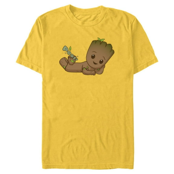 Marvel Studios I Am Groot Poot! - Short Sleeve Blended T-Shirt for Adults - Customized-Yellow
