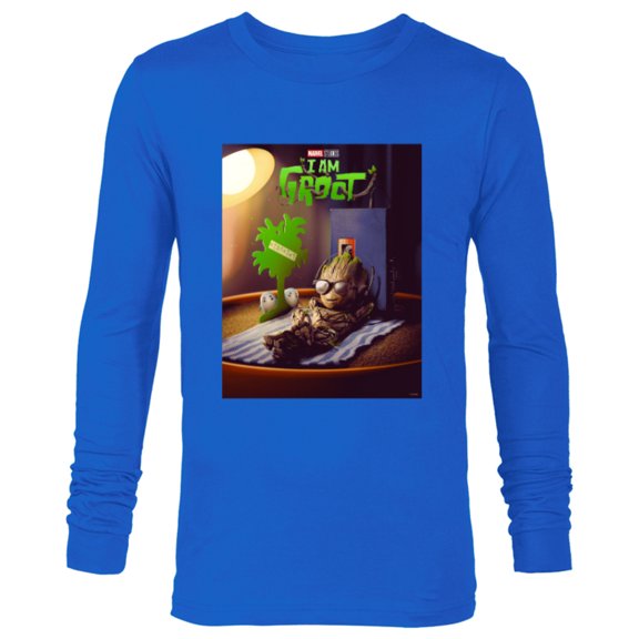 Marvel Studios I Am Groot Poster - Long Sleeve T-Shirt for Men - Customized-Navy