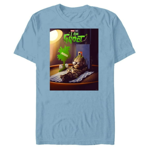 Marvel Studios I Am Groot Poster - Short Sleeve Blended T-Shirt for Adults - Customized-Ocean Blue