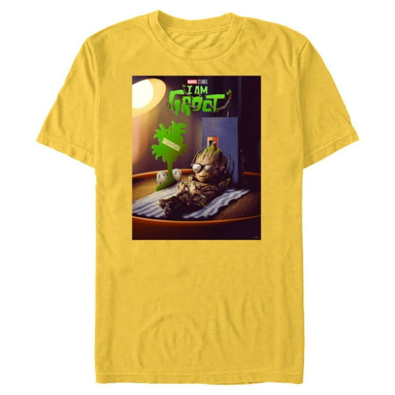 Marvel Studios I Am Groot Poster - Short Sleeve Blended T-Shirt for Adults - Customized-Yellow