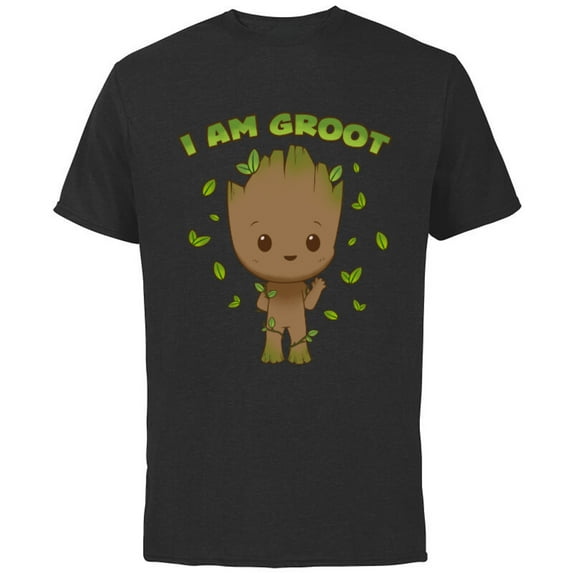 Marvel Studios I Am Groot Says Hello - Short Sleeve Cotton T-Shirt for Adults - Customized-Black