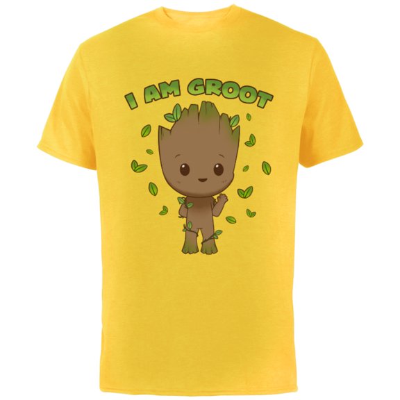 Marvel Studios I Am Groot Says Hello - Short Sleeve Cotton T-Shirt for Adults - Customized-Yellow