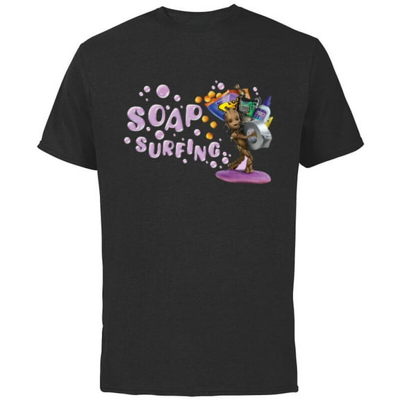 Marvel Studios I Am Groot Soap Surfing - Short Sleeve Cotton T-Shirt for Adults - Customized-Black
