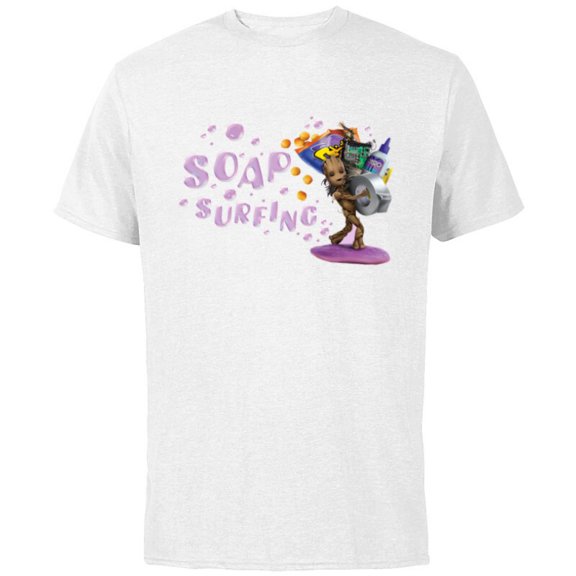 Marvel Studios I Am Groot Soap Surfing - Short Sleeve Cotton T-Shirt for Adults - Customized-White